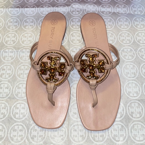 NIB Tory Burch Jeweled Miller Sandal Meadowsweet